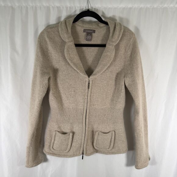 Kenar Sweater Cardigan Women's Medium Cream Rabbit Hair Lambs Wool Collared - Picture 1 of 13